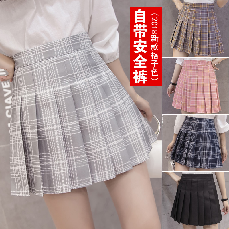 Plaid pleated skirt high waist short skirt college style Korean version show thin A-line skirt children's summer students to prevent walking