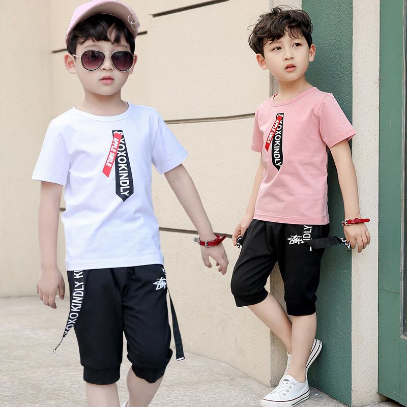 Boys' summer suit 2019 new children's short sleeve boys' summer clothes