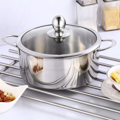 特加厚雪平锅汤锅不锈钢直角锅涮涮锅不粘锅炖锅煮粥锅16-20cm