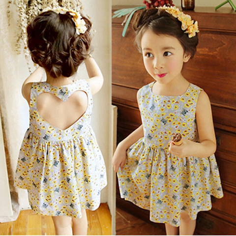 Xibei Chaotong summer new Korean children's wear small flower girl dress children's cotton open back children's skirt