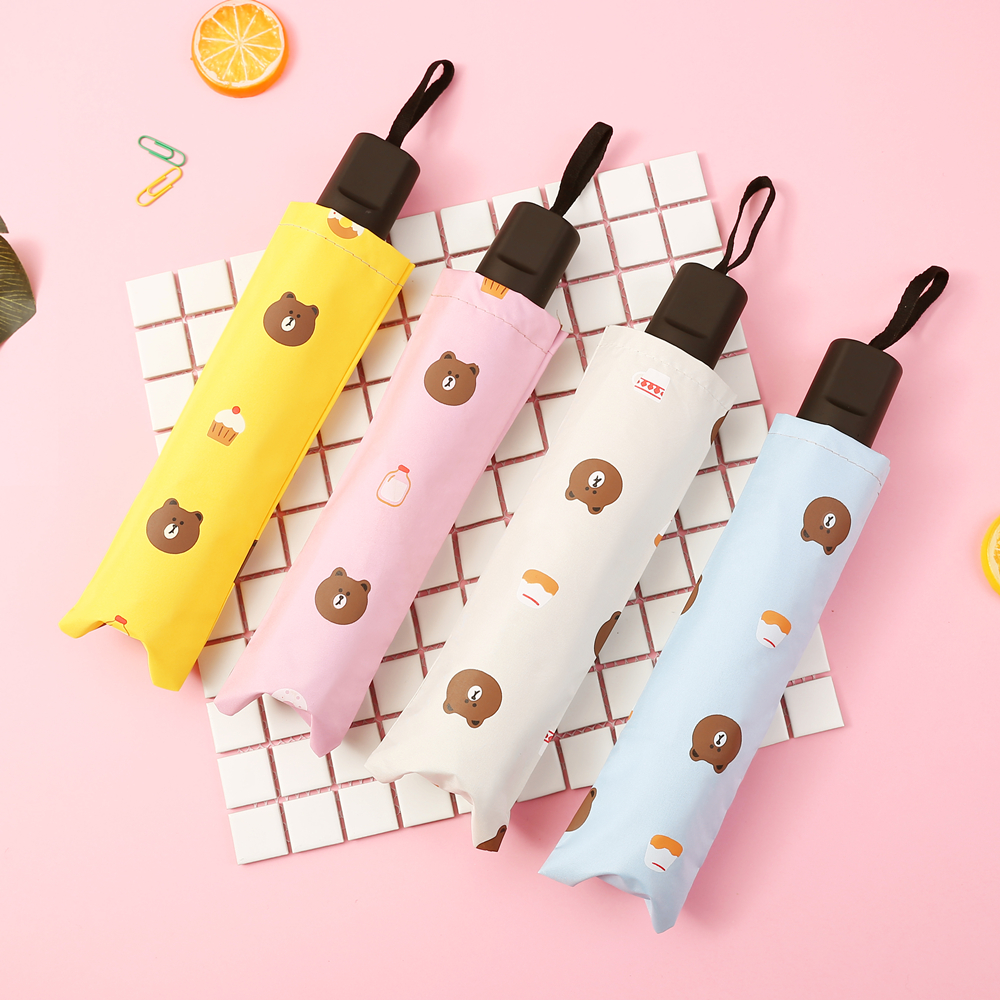Umbrella 2023 New Vinyl Sunscreen Sun Umbrella Anti-UV Rain or Shine Folding Umbrella Student Umbrella Cartoon