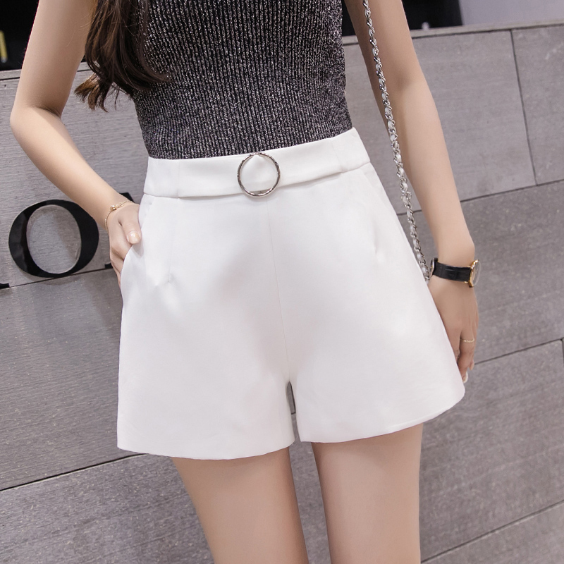 White high waisted Chiffon shorts women's summer new student loose large size suit casual thin wide leg A-line pants