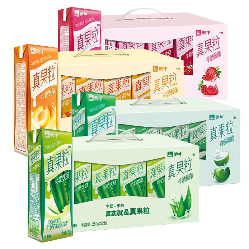 【新货】蒙牛真果粒牛奶/酸奶250ml*12盒/芦荟/黄桃/椰果/蓝莓
