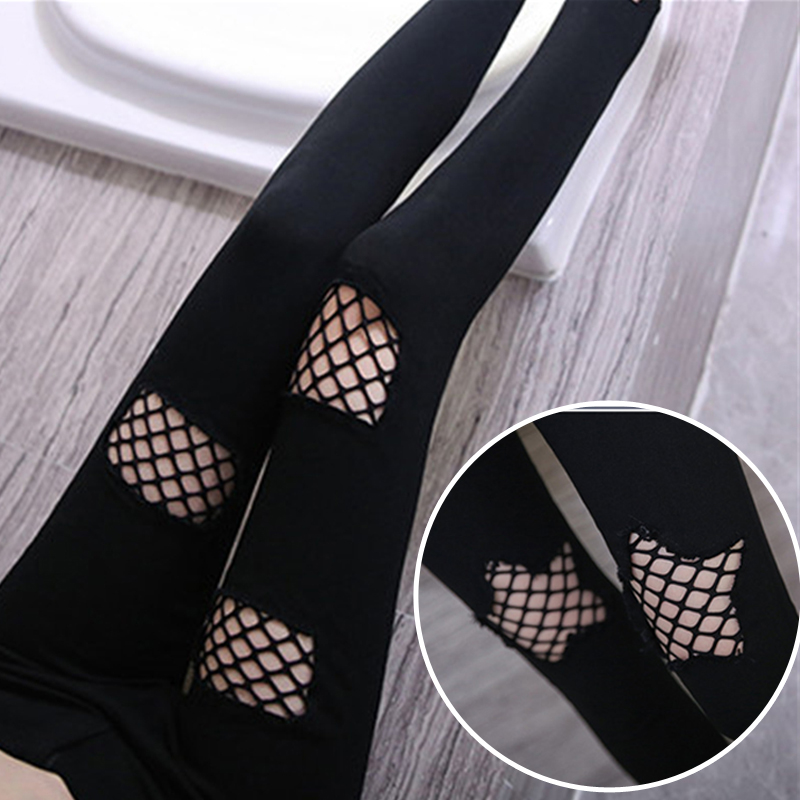 [fashion multi hole / five pointed star / checkered style] Leggings for women